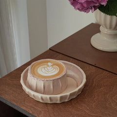 YOUMIKA  -  Vintage Handmade Matte Ceramic Coffee Cups Plates Creative Latte Latte Art  Afternoon Tea Cups Gifts