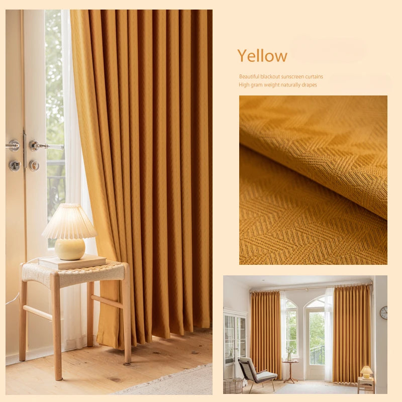 YOUMIKA  -  Simple Full Blackout Drapes Modern Living Room Drape Large Area Floor-to-ceiling Window Curtain Home Bedroom Soundproof Curtains