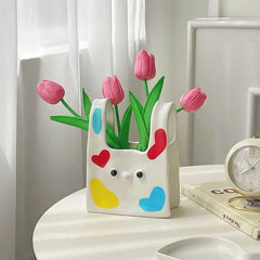 YOUMIKA  -  Cute creative  ins style ceramic vase niche decoration living room flower arrangement dried flower table decorations decoration