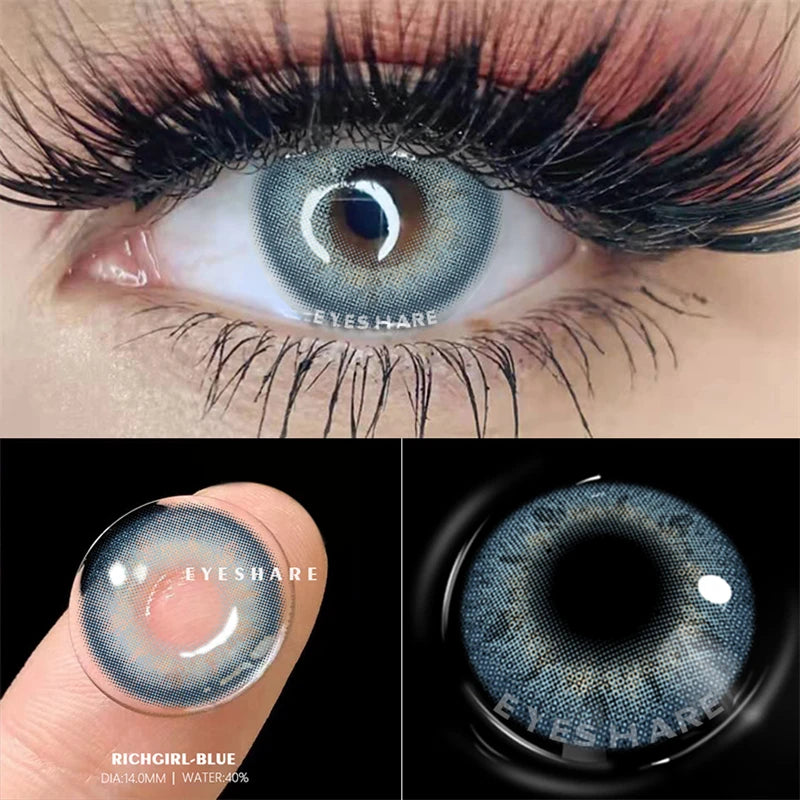 YOUMIKA  -  Natural Color Contact Lenses For Eyes 2pcs Color Lens Eyes Blue Beauty Eyes Contact Yearly Cosmetic Color Lens Eyes