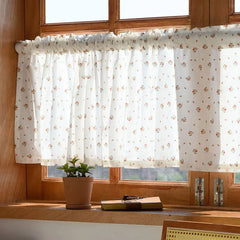 YOUMIKA  -  Dream Rose Beige Semi-Sheer Curtains Panel Floral Farmhouse Small Window Curtains Drapes for Living Room Dining Room and Bedroom