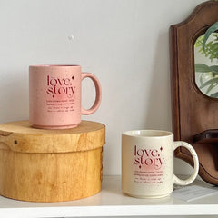 YOUMIKA  -  Original Romantic English Splash Ink Ceramic Cup Pink Love Story Lovers Mug Coffee Cups Ceramic Mug