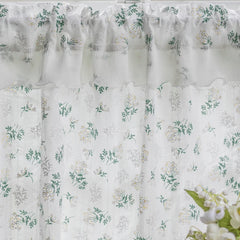 YOUMIKA  -  Botanical Printed Semi-Blackout Window Curtains Farmhouse Curtains with Ruffles Rod Pocket Window Drapes for Living Room Bedroom