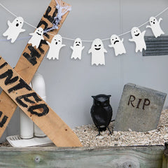 YOUMIKA  -  Halloween Hanging Banner Garland Cute Ghost Paper Bunting Kids Favors Happy Halloween Party Decorations For Home Horror Props