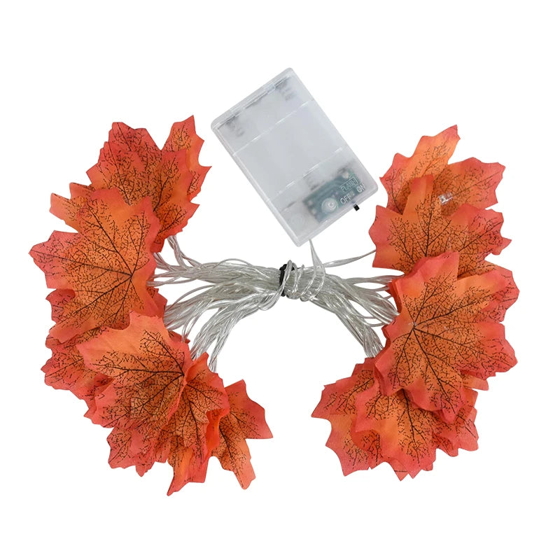 YOUMIKA  -  3M 20LED Maple Leaf Light String Fake Autumn Leaves LED Fairy Garland for Christmas Thanksgiving Halloween Party Home Decoration