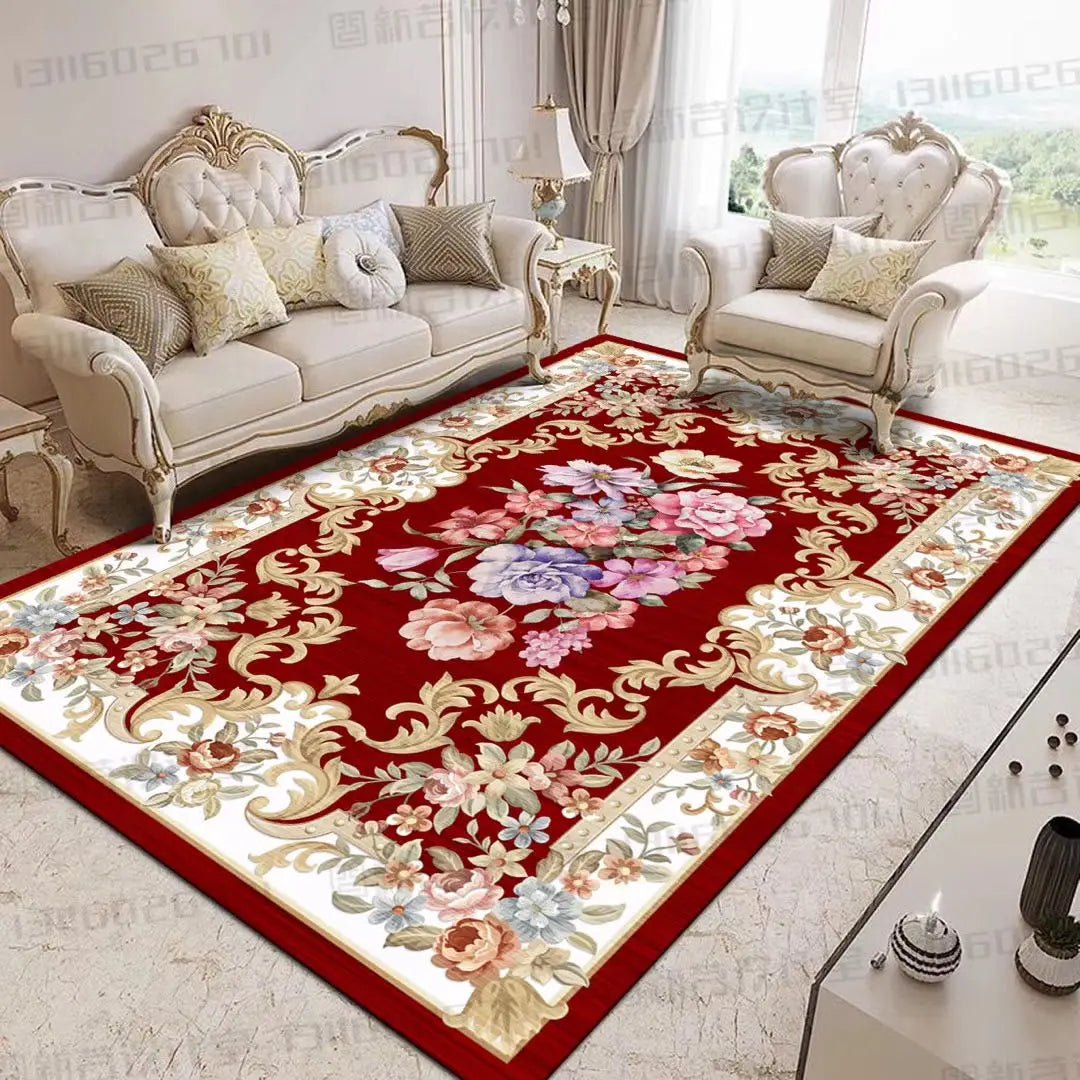 YOUMIKA  -  European Retro Living Room Decoration Carpet Light Luxury Bedroom Bedside Large Area Rug Home Balcony Porch Entry Non-slip Rugs