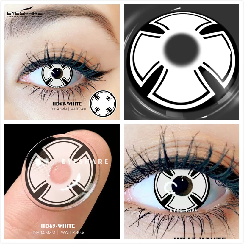 YOUMIKA  -  2Pcs Halloween Colorful Contacts Lenses Anime Cosplay Eyes Lens White Black Multicolored Lenses Yearly Beautiful Pupil