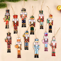 YOUMIKA  -  12Pcs Nutcracker Soldier Wooden Pendant Xmas Tree Hanging Ornament 2024 Christmas Decoration for Home Navidad 2025 New Year Gift