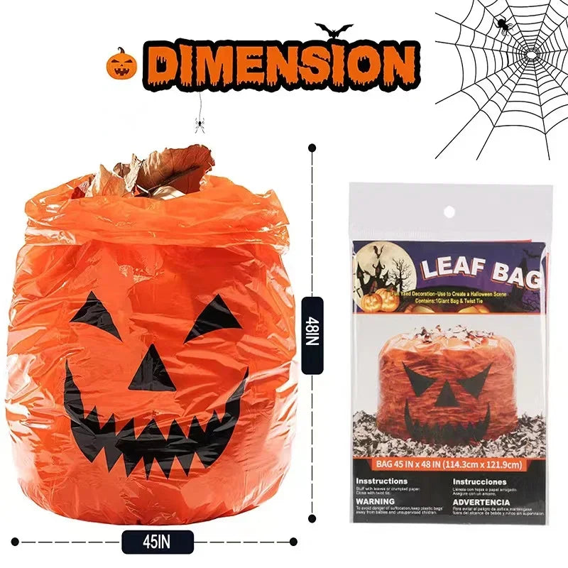 YOUMIKA  -  Large Pumpkin Leaf Bags Halloween Pumpkin Lawn Bag Trash Bag for Halloween Party Decorations Fall Home Outdoor Garden Yard Decor