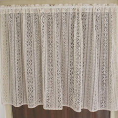 YOUMIKA  -  Boho Sheer Curtains Valance Crochet Lace Knitted Short Farmhouse Window Curtains Rod Pocket for Kitchen Cafe and Home Decoration