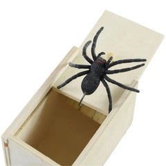 YOUMIKA  -  Tricky Toy Simulation Spider with Wooden Box Creative Haunted House Horror Props Halloween Party Decor Kids Prank Joke Toy Gift