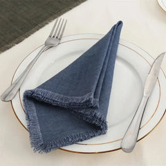 YOUMIKA  -  Ramie Linen Napkins with Fringe, Delicate Handmade Cloth, French Napkin, Dinner Party, Wedding Decor, 30x50cm, 12x20Inch, 4Pcs