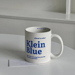 YOUMIKA  -  Original Blue Cup English Letter Mug Office Water Cup Coffee Cup Coffee Mug