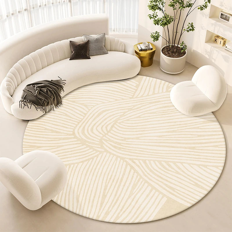 YOUMIKA  -  Light Luxury Round Cream Style Carpet Living Room Large Area Thickened Sofa Carpets Coffee Table Nonslip Bedroom Study Round Rug