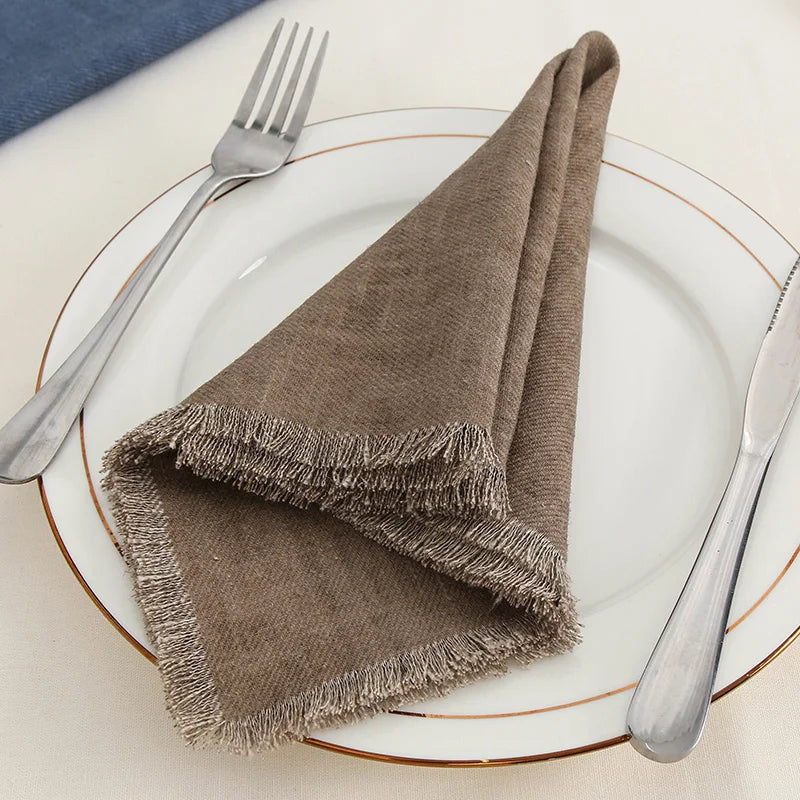 YOUMIKA  -  Home Napkins Restaurants Mat With Fringe Delicate Handmade Place-Mats For Table Elegant Diner Wedding Decor 12 x 20 Inch 6 Pack