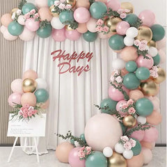 YOUMIKA   -  124PCS Artificial Vines Green Blush Pink Peach Balloons Garland Arch Kit for Boys Girls Baby Shower Birthday Party Decorations