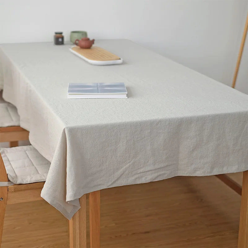 YOUMIKA  - Cotton Linen Table Cloth with Slubby Texture, Soft Tablecloth for Kitchen Tabletop, Buffet Banquet Parties Dinner, Rectangle