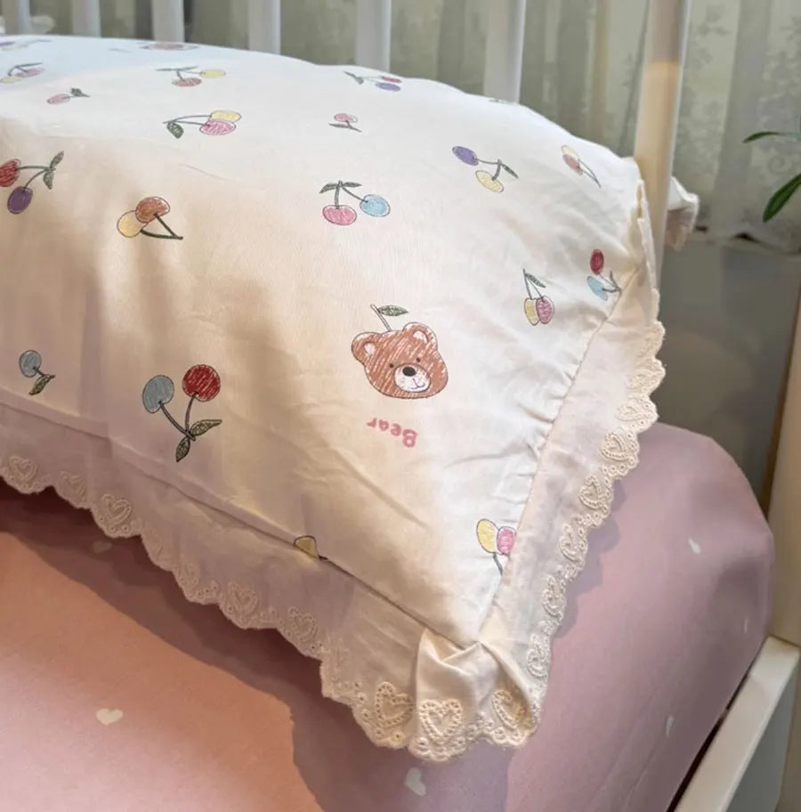 YOUMIKA  -  Cute colorful cherry bear bedding set teen,twin full queen kawaii fashion cotton home textile bed sheet pillow case quilt cover