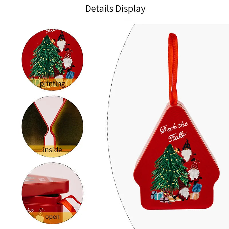 YOUMIKA  -  Christmas Metal Tin Candy Cookie Box Kids Gift Packaging Box Xmas Tree Hanging Ornaments Decoration For Home 2025 New Year Noel