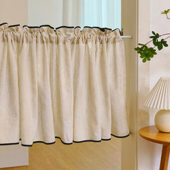 YOUMIKA  -  Farmhouse Boho Short Semi Sheer Curtains Rod Pocket Cream Ivory Tier Curtain for for RV Kitchen Over Sink Bathroom Basement 1 Pc