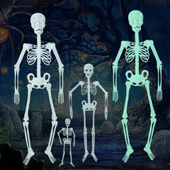 YOUMIKA  -  Scary Halloween Props Luminous Hanging Skeleton Halloween Party Home Outdoor Yard Garden Decoration Movable Glow Fake Skull