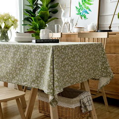 YOUMIKA  -  Linen Cotton Tablecloth for Garden, Pastoral Flower Printed Table Cover, Household for Dinner, Kitchen Cloths, Party Decoration