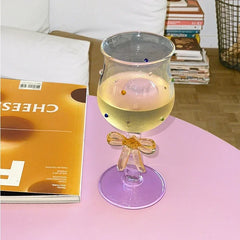 YOUMIKA  -  Bow Shaped High Footed Cup Cute and Creative Glass Cup Girl's Gift  Wine Glasses