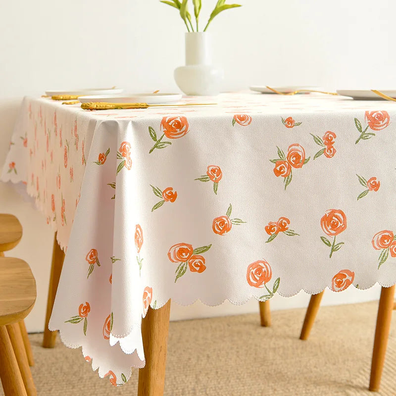 YOUMIKA  -  Rectangula Round Table Cloth PVC Home Decoration Waterproof Oil Proof Classic Fashion Minimalism Flower Printed Lace Picnic Mat