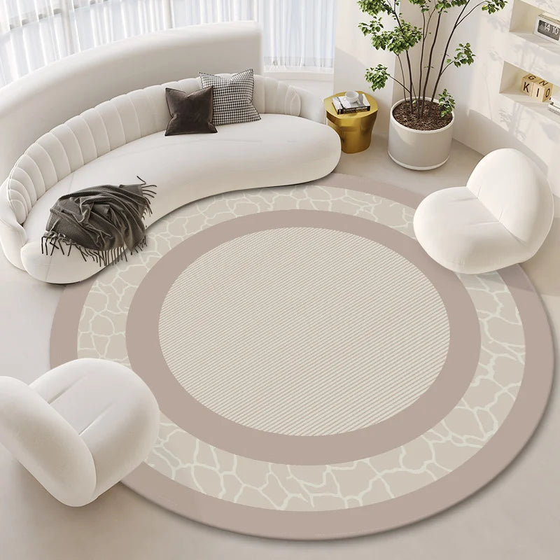 YOUMIKA  -  Light Luxury Round Cream Style Carpet Living Room Large Area Thickened Sofa Carpets Coffee Table Nonslip Bedroom Study Round Rug