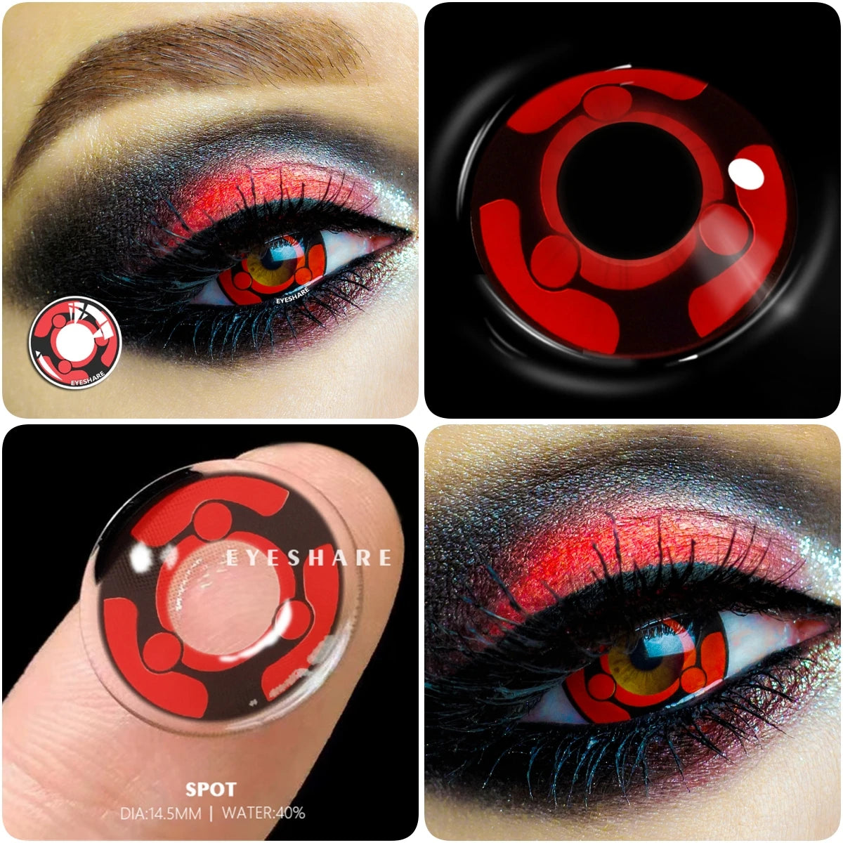 YOUMIKA  -  1 Pair Cosplay Colored Contact Lenses for Eyes Red Eye Contacts Lens Halloween Anime Lenses Yearly Beauty Makeup Lenses