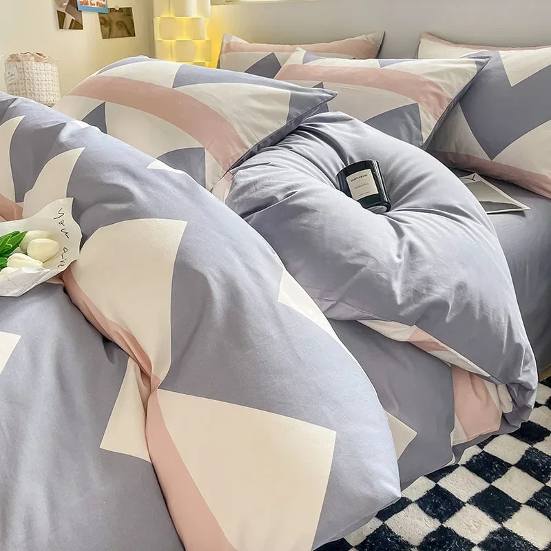 YOUMIKA  -  Nordic Pure Cotton Bedding, Four Piece Set, Cotton Quilt Cover, Bed Sheet, Three Piece Set, Simple Quilt Cover, Bed Sheet