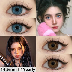 YOUMIKA  -  2pcs New Colored Contact Lenses Natural Brown Eye Contact Lenses Yearly Fashion Blue Contact Gray Lens Fast Delivery