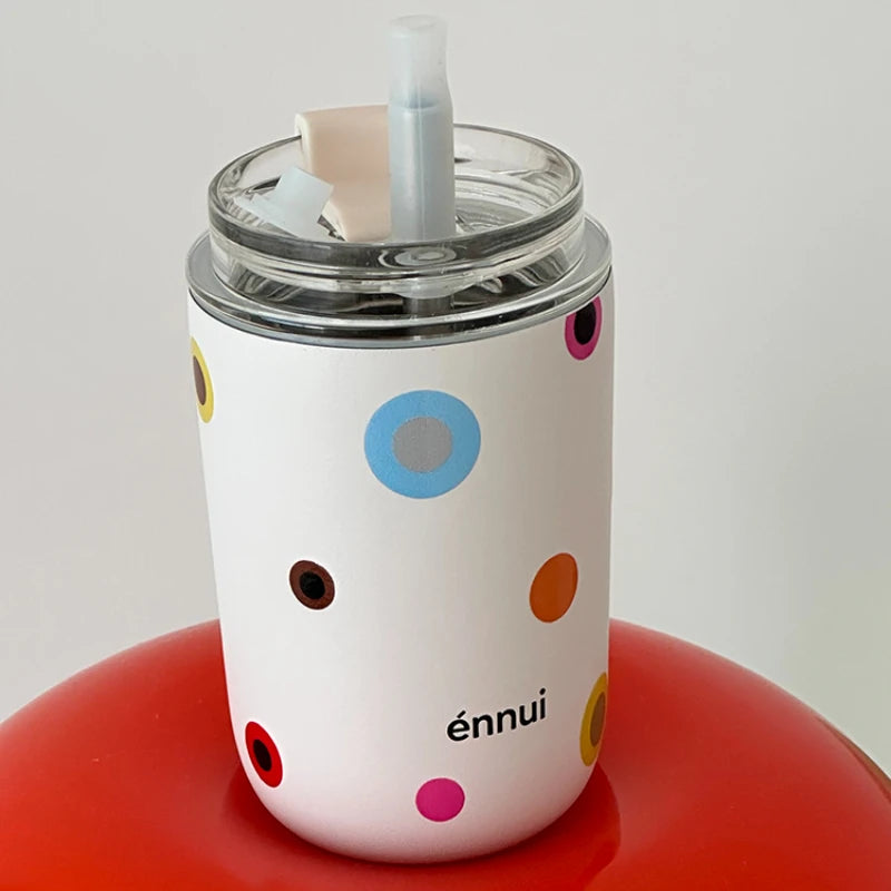 YOUMIKA  -  Original Colored Bubbles, Original Stainless Steel Insulated Straw Water Cup, Car Mounted Coffee Cute Insulated Cup