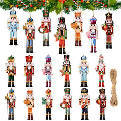 YOUMIKA  -  12Pcs Nutcracker Soldier Wooden Pendant Xmas Tree Hanging Ornament 2024 Christmas Decoration for Home Navidad 2025 New Year Gift