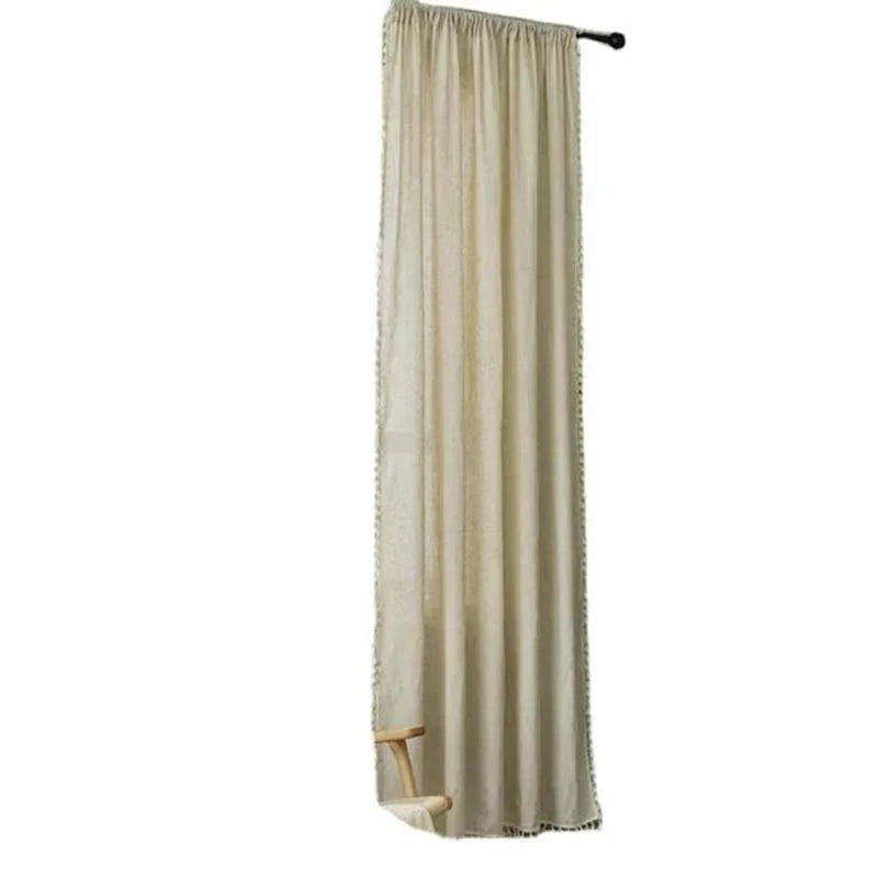 YOUMIKA  -  Boho Curtains Modern Farmhouse Cotton Linen Embroidery with Tassels Window Semi-Blackout Curtain for Living Room Home Decoration