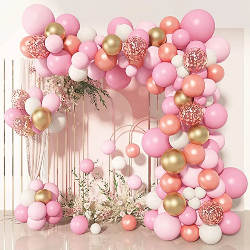 YOUMIKA  -  Light Pink Rose Gold Confetti Balloons Garland Arch Kit for Women Girls Birthday Baby Shower Wedding Mother's Party Decorations