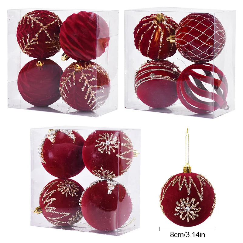 YOUMIKA  -  8CM Big Christmas Ball Ornaments Red Xmas Tree Hanging Pendant 2024 Christmas Decorations For Home Navidad New Year Gift 2025