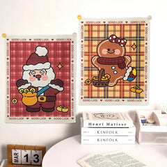 YOUMIKA  -  Christmas Calendar Hanging Cloth Cute Food Breads Cloth Tapestry 2025 New Year Bedroom Wall Background Decoration Photo Prop