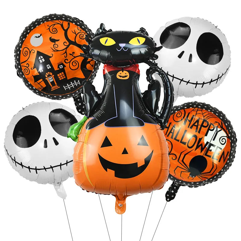 YOUMIKA  -  Halloween Party Pumpkin Bat Foil Balloons Skeleton Spider Inflatable Air Globos Kids Toy Halloween Decoration for Home Outdoor