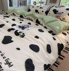 YOUMIKA  -  Cute cartoon panda green black bedding set teen kid,twin full queen kawaii cotton home textile bed sheet pillow case quilt cover