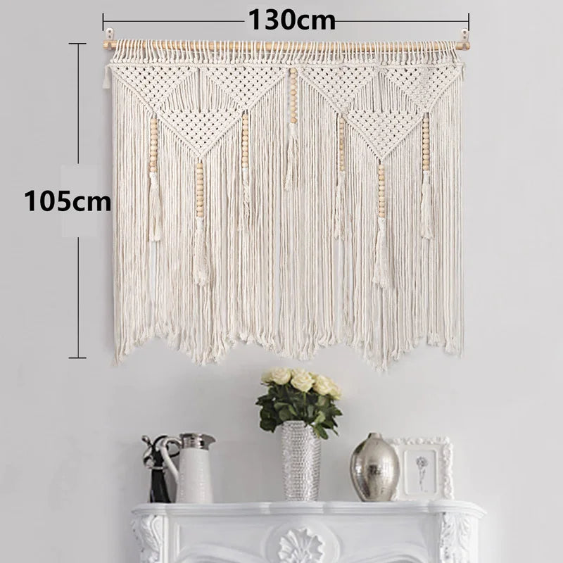 YOUMIKA  -  Large Macrame Wall Hanging, Boho Tapestry, Woven Wall Decor, Cotton Tassels Curtain, Bohemian for Home, Living Room, Bedroom,