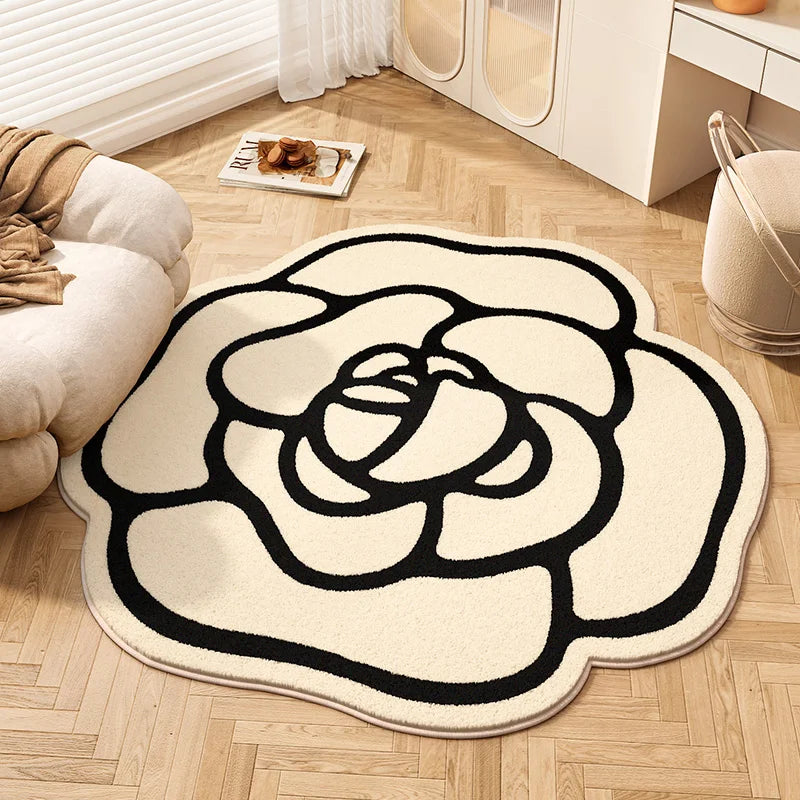 YOUMIKA  -  Cream Style Living Room Decoration Carpet Flower Shape Rugs for Bedroom Thicken Plush Cloakroom Rug Fluffy Soft Lounge Floor Mat