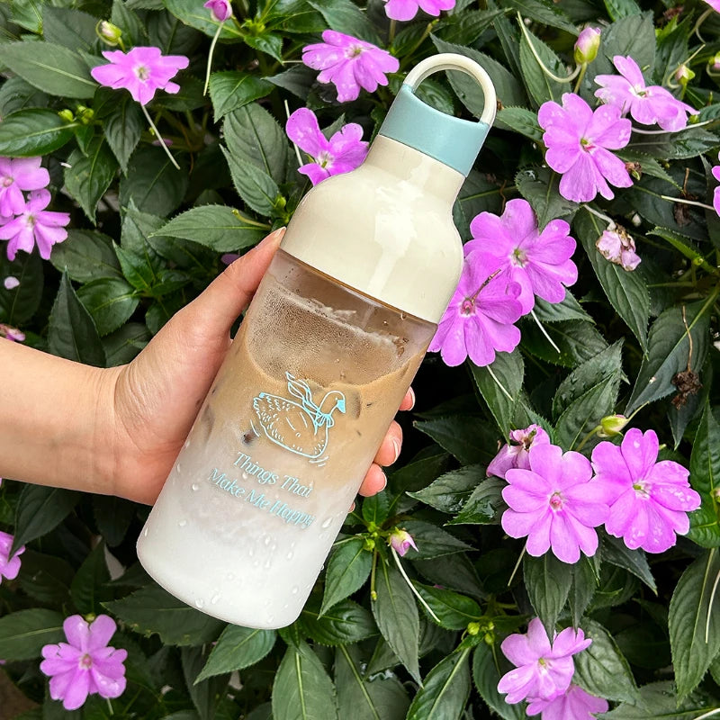 YOUMIKA  -  Summer Casual Cup Portable Sealed Coffee Milk Cup Outdoor Cup Glass Water Bottle  Drink Bottle