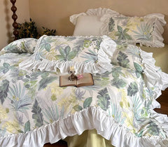 YOUMIKA  -  Fresh french pastoral green bedding set,full queen king fairyfair ruffled cotton home textile bed sheet pillow case quilt cover