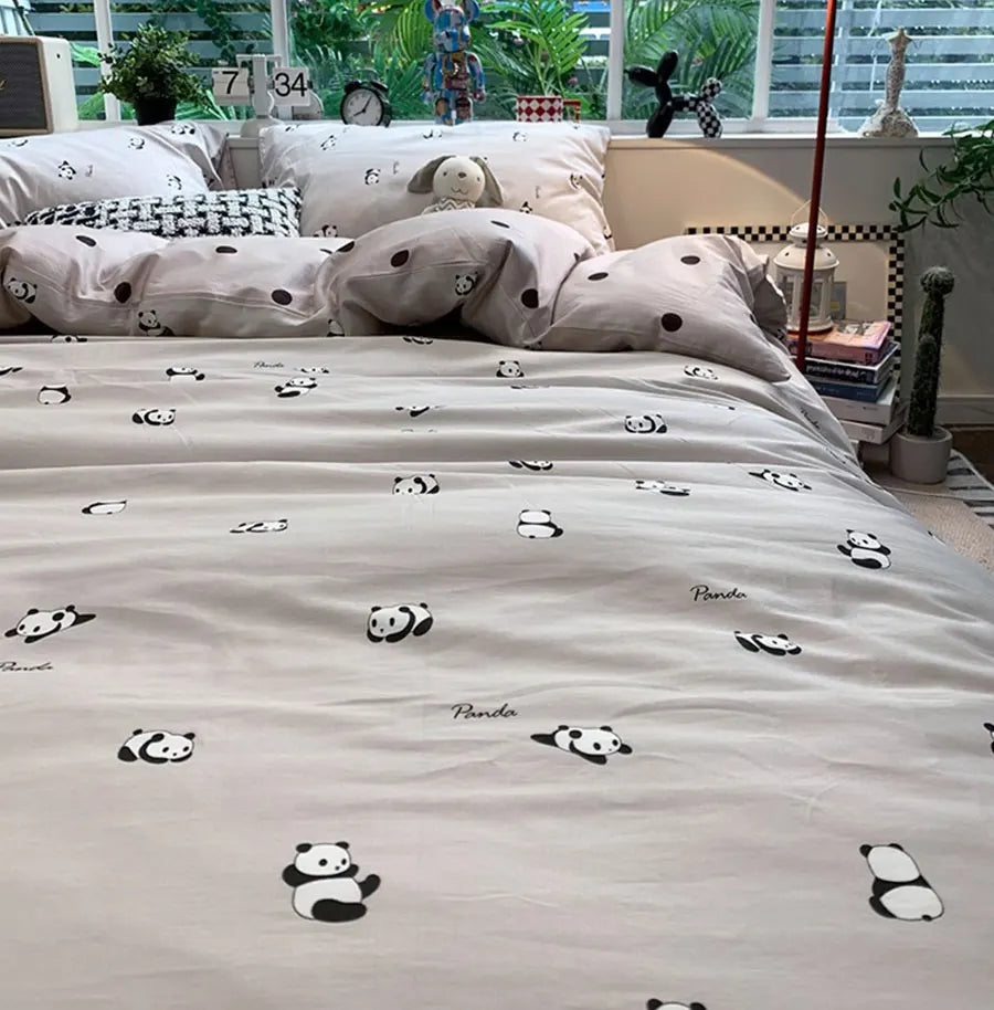 YOUMIKA  -  Fashion cute cartoon panda bedding set kid teen,twin full queen king lovely cotton home textile bed sheet pillowcase duvet cover