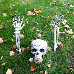 YOUMIKA  -  Halloween Skull Skeleton Head Realistic Human Hand Arms for Halloween Party Home Garden Lawn Decor Haunted House Horror Props