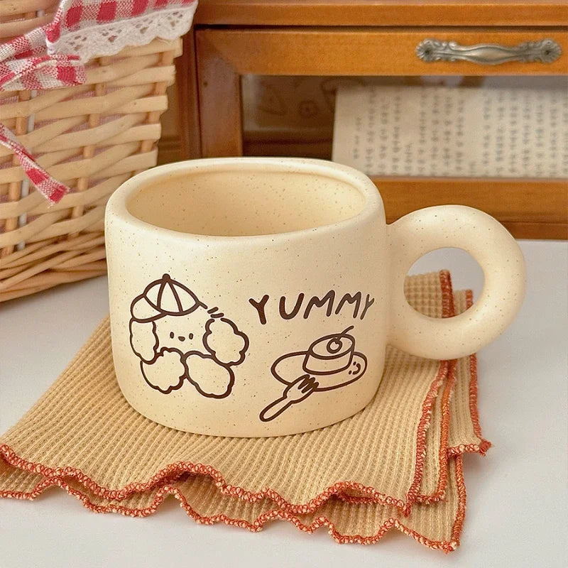 YOUMIKA  -  Korean Cute Puppy Mug Coffee Cup Milk Cup Ceramic Cup Girl's Gift