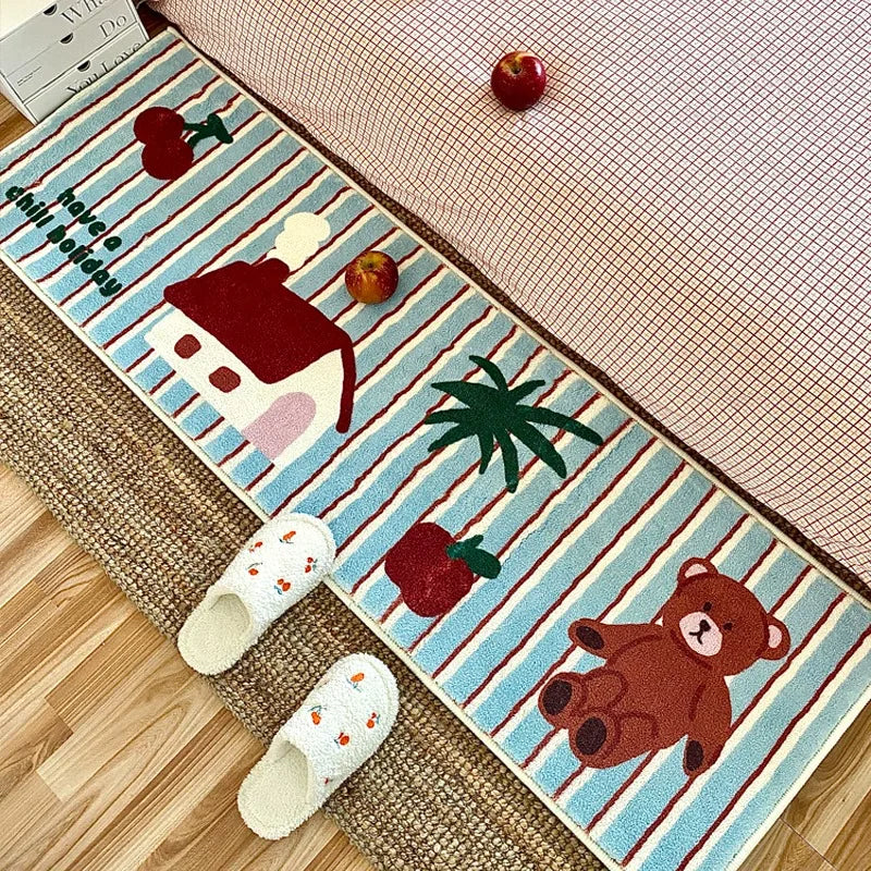 YOUMIKA  -  Carpet for Bedroom Living Room Bedside Strip Foot Mat Cartoon Bear Soft Fluffy Rug Girls Room Imitation Cashmere Floor Mats