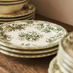 YOUMIKA  -  Nordic Flower Pattern Disc Dinner Plate Retro Ceramic Shallow Plate Dessert Plate Dinner Set Plates and Dishes