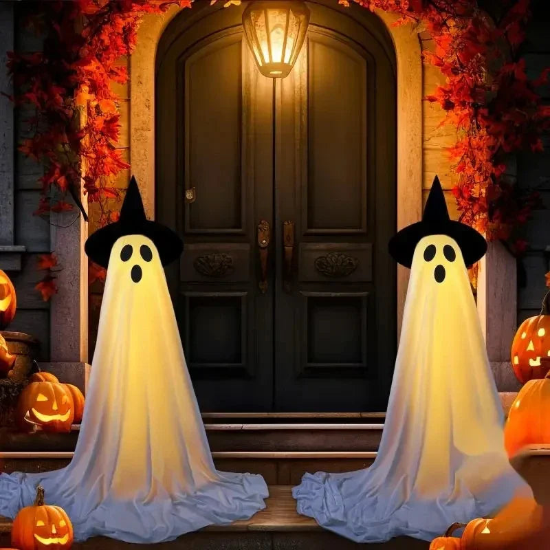 YOUMIKA  -  Halloween Decor Outdoor Halloween Party Decor Indoor Spooky Ghost Decor With Remote Control String Lights Halloween Ghost Lights